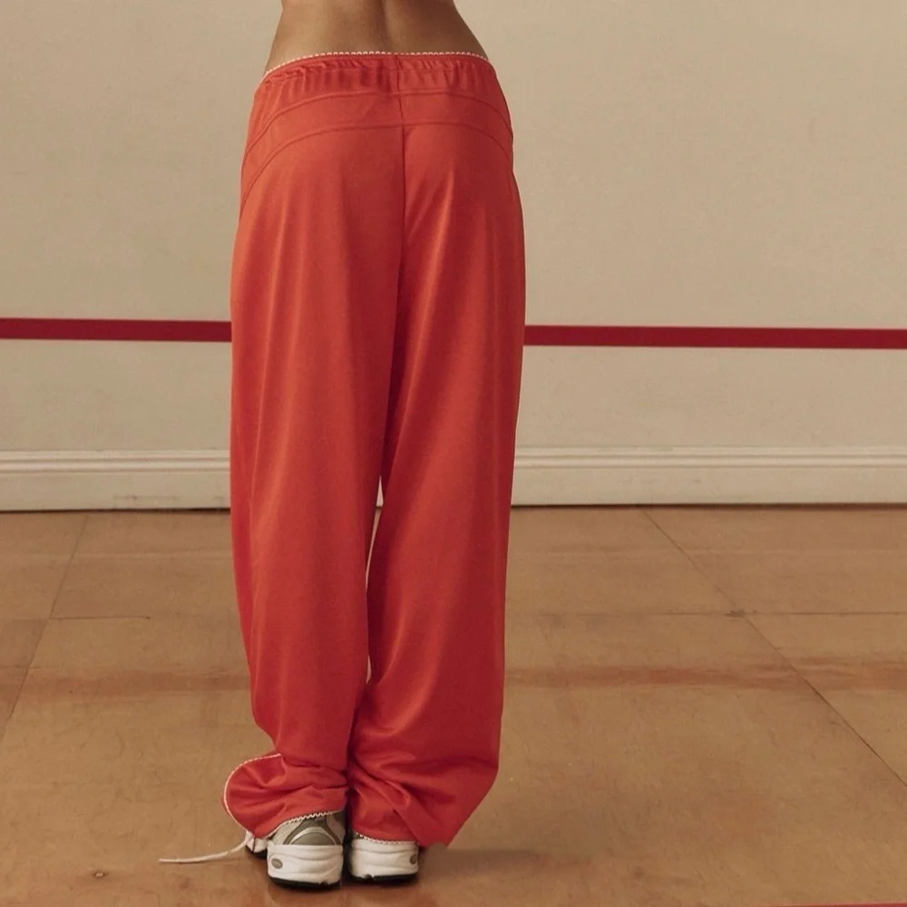 Free People Red Track Pants with Contrast Stitching - Picture 4 of 5